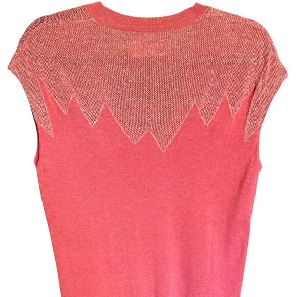 Zadig And Voltaire Rimo Metallic Knit Dress Tee Shirt Mini Coral Pink Size XS - Picture 12 of 16
